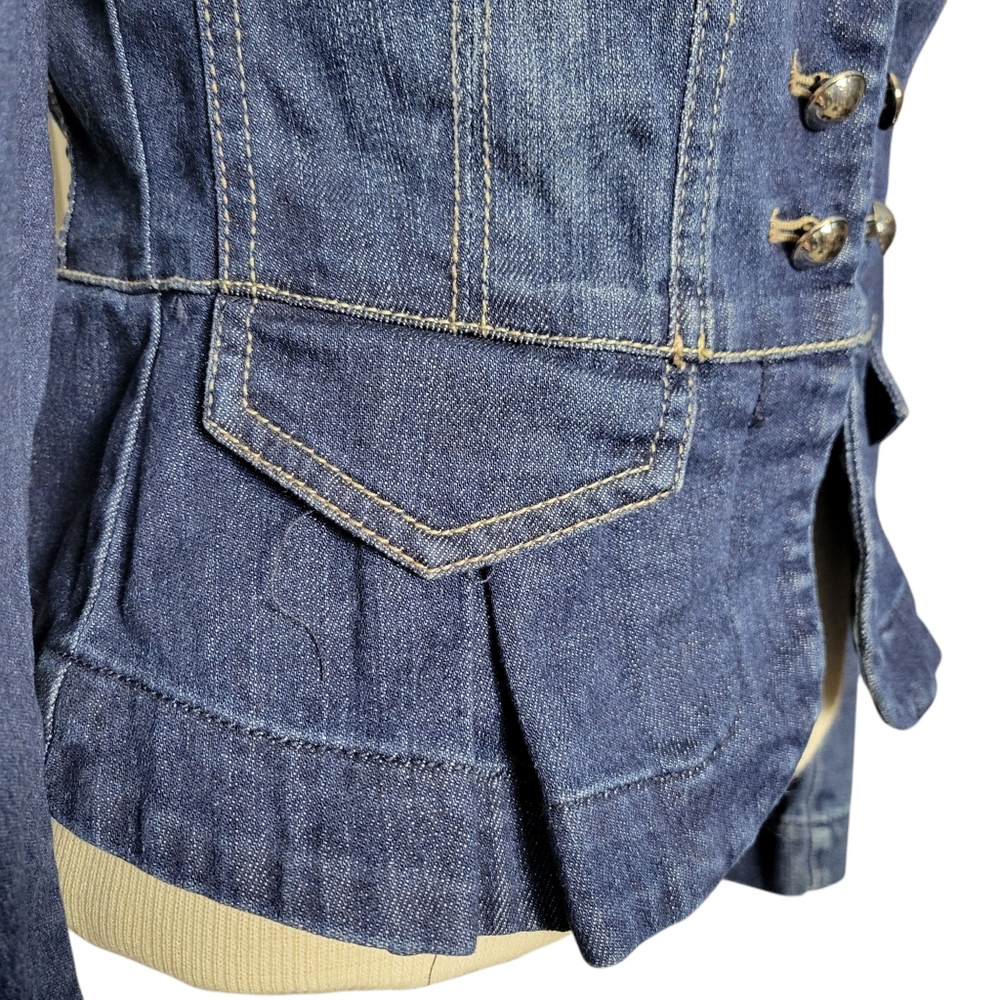 White House Black Market Military Style Jean Jacket Size-0 - Picture 6 of 14